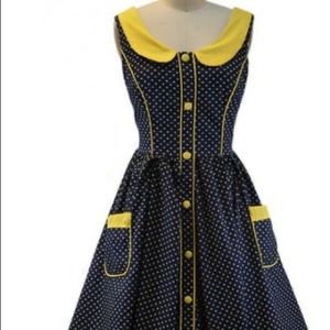ISO: Navy & Yellow polkadot dress Aryeh ModCloth